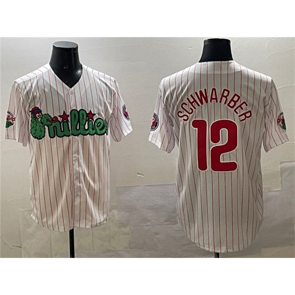 seanshop  Philadelphia Phillies #12 Kyle Schwarber White  Phanatic Cool Base Stitched Jersey