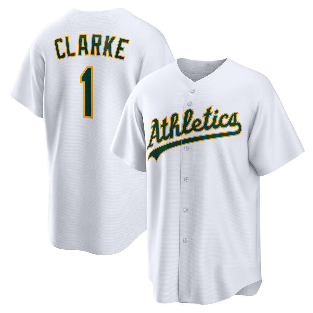 seanshop  Oakland Athletics  #1 Denzel Clarke White  Home Replica Jersey