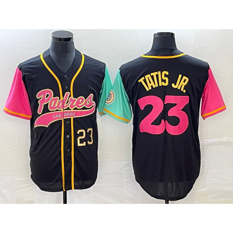 seanshop  San Diego Padres #23 Fernando Tatis Jr Number Black  NEW 2023 City Connect Cool Base Stitched Jersey