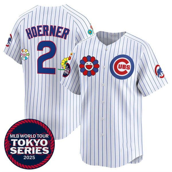 seanshop  Chicago Cubs #2 Nico Hoerner White  2025 Tokyo Series Limited Stitched Jersey