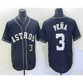 seanshop Houston Astros #3 Jeremy Pena Number Black  Cool Base Stitched Jersey