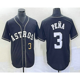 seanshop Houston Astros #3 Jeremy Pena Number Black  Cool Base Stitched Jersey