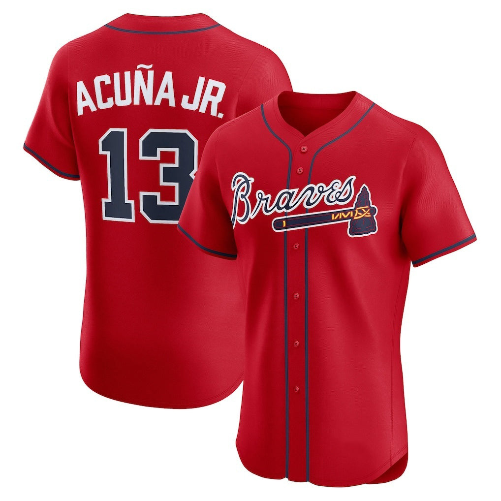 seanshop Atlanta Braves #13 Ronald Acu?a Jr. Red  Alternate 2 Elite Jersey