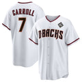 seanshop  Arizona Diamondbacks #7 Corbin Carroll White  2023 World Series Cool Base Stitched Jersey 2