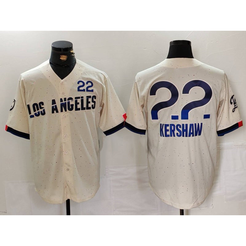 seanshop Los Angeles Dodgers #22 Clayton Kershaw Cream  2024 City Connect Limited Jersey