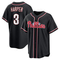 seanshop  Philadelphia Phillies #3 Bryce Harper Fashion Black  Out Stitched Baseball Jersey