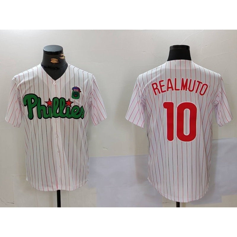 seanshop  Philadelphia Phillies #10 J.T. Realmuto White Green  Cool Base Stitched Jersey 2