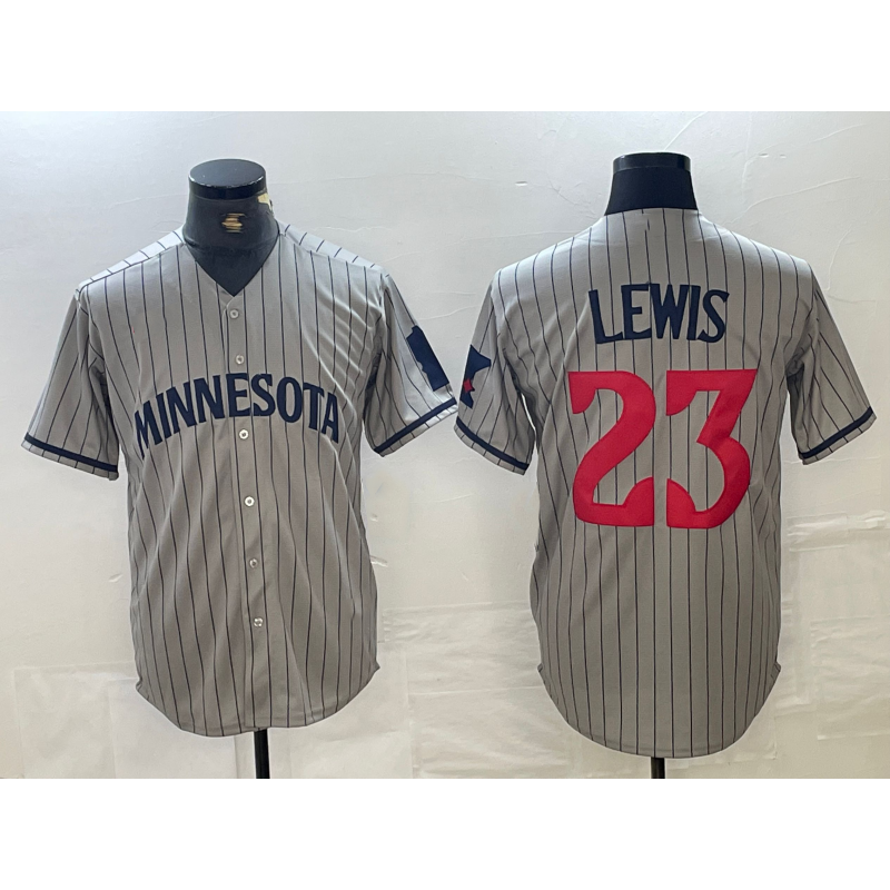seanshop  Minnesota Twins #23 Royce Lewis 2023 Grey  Home Team Cool Base Stitched Jersey