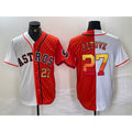 seanshop Houston Astros #27 Jose Altuve Number White Orange  Split Stitched Jersey