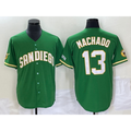 seanshop  San Diego Padres #13 Manny Machado Green  Cool Base Stitched Jersey 2