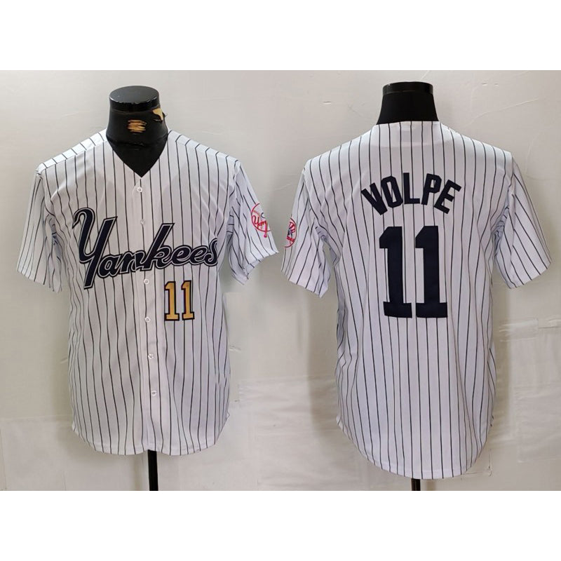 seanshop  New York Yankees #11 Anthony Volpe White  Pinstripe Fashion Cool Base Jerseys