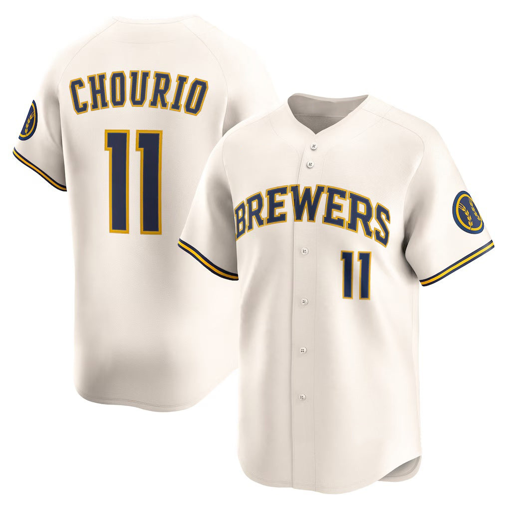 seanshop    Milwaukee Brewers #11 Jackson Chourio Cream  Home Limited Jersey