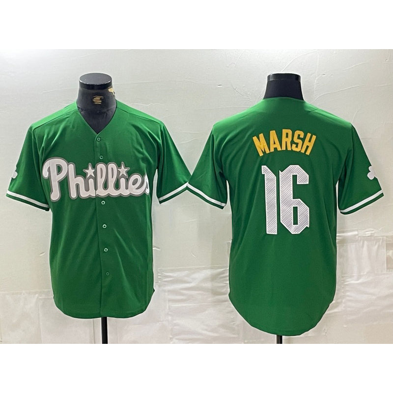 seanshop  Philadelphia Phillies #16 Brandon Marsh Green  2024 City Connect Stitched Jersey