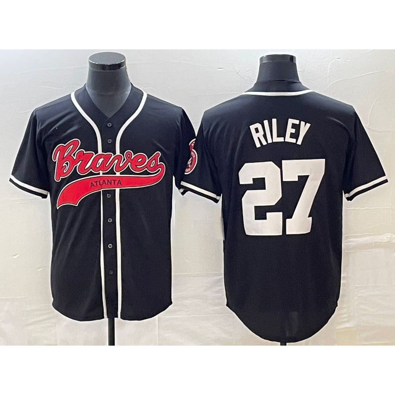 seanshop Atlanta Braves #27 Austin Riley Black  Cool Base Stitched Jersey