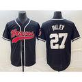 seanshop Atlanta Braves #27 Austin Riley Black  Cool Base Stitched Jersey