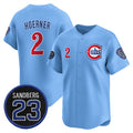 seanshop  Chicago Cubs #2 Nico Hoerner Blue  'Ryne Sandberg Tribute' Vapor Limited V2 Stitched Jersey