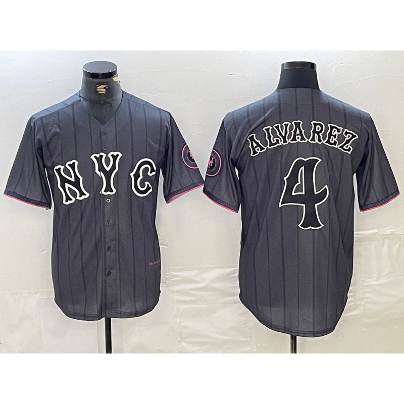 seanshop  New York Mets #4 Francisco Alvarez Gray  2024 City Connect Cool Base Stitched Jersey