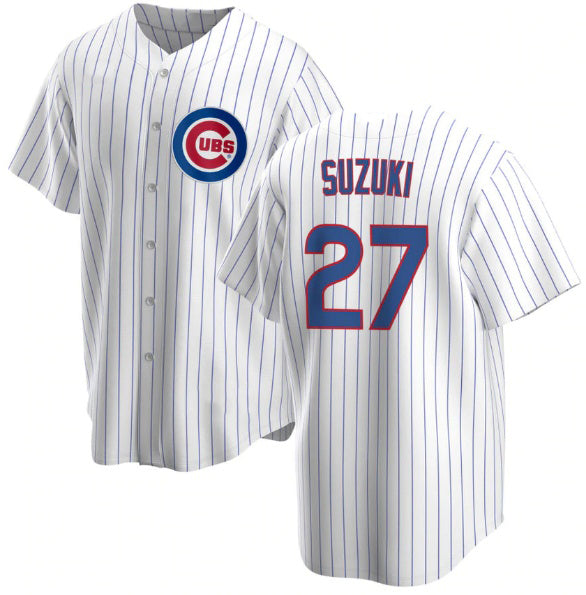 seanshop  Chicago Cubs #27 Seiya Suzuki White  Cool Base Stitched Jersey