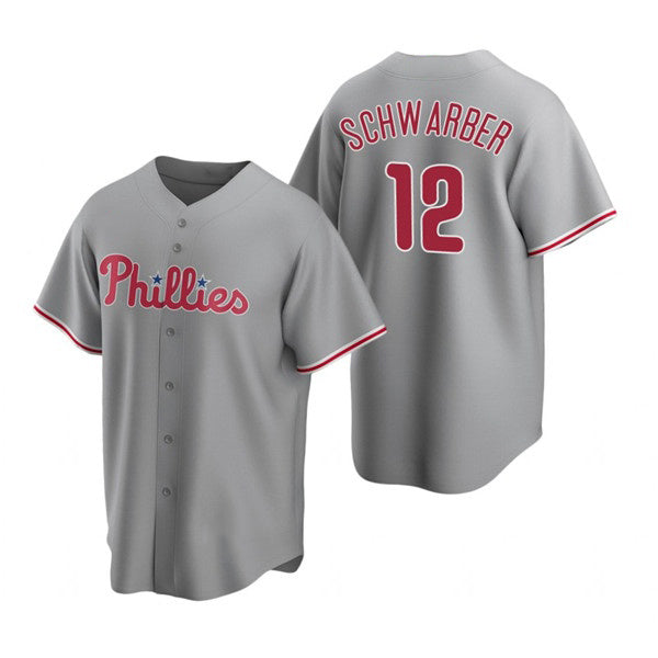 seanshop  Philadelphia Phillies #12 Kyle Schwarber Gray  Cool Base Stitched Jersey