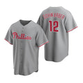 seanshop  Philadelphia Phillies #12 Kyle Schwarber Gray  Cool Base Stitched Jersey