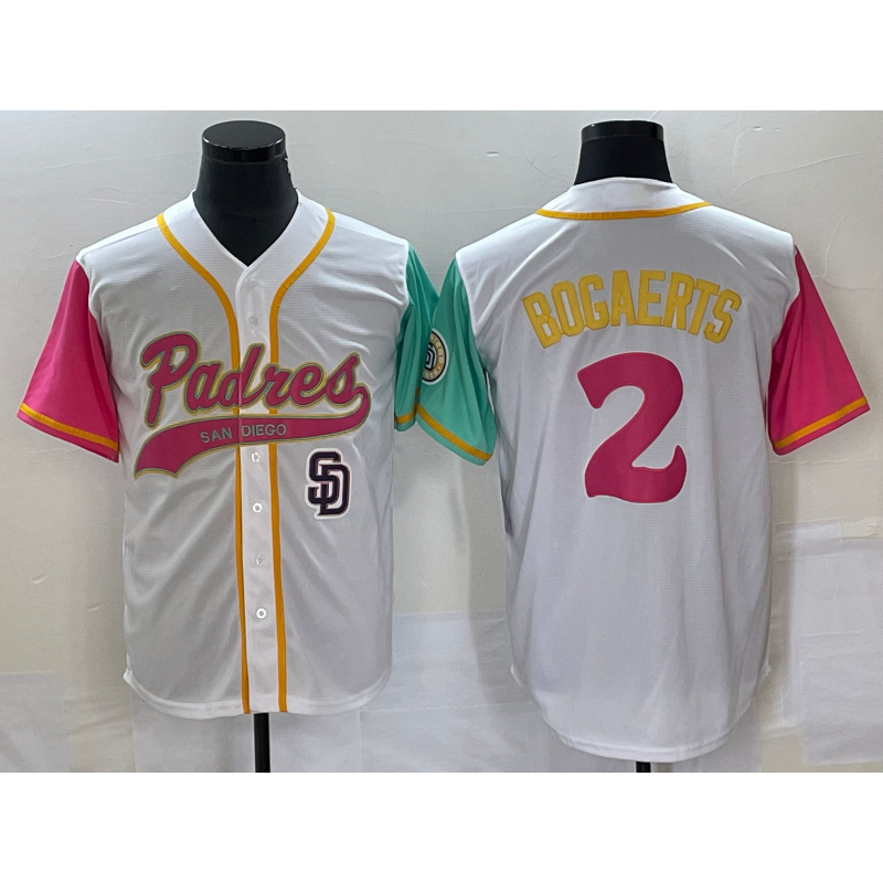 seanshop  San Diego Padres #2 Xander Bogaerts White  NEW 2023 City Connect Cool Base Stitched Jersey 4