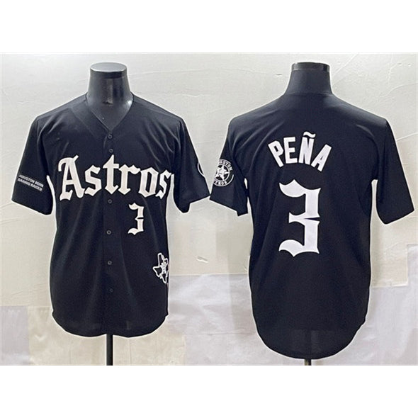seanshop Houston Astros #3 Jeremy Pena Black  Gothic 'Houston Born Barrio Raised' Limited Stitched Jersey