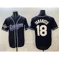 seanshop Los Angeles Dodgers #18 Yoshinobu Yamamoto Black  2025 World Series Champions Patch Cool Base Stitched Jersey