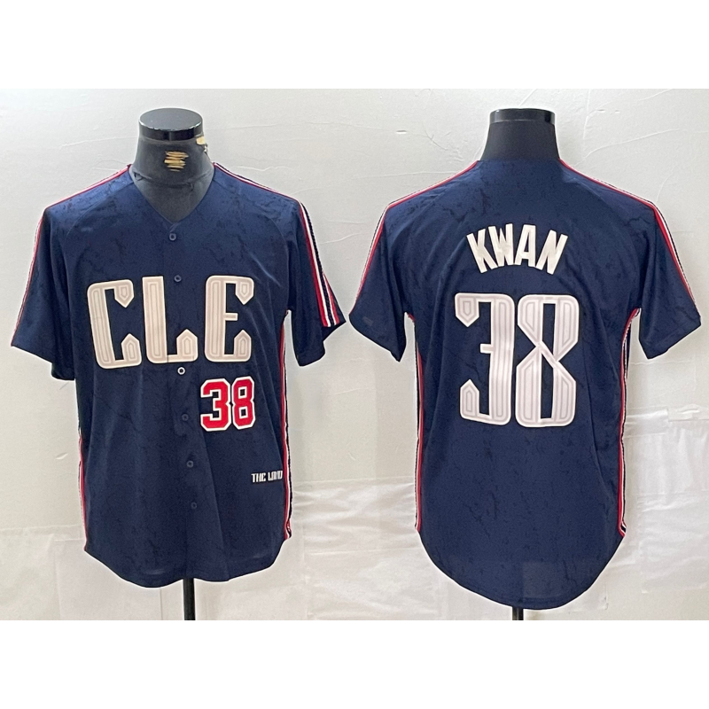 seanshop  Cleveland Guardians #38 Steven Kwan Number Navy  2024 City Connect Limited Stitched Jersey