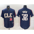 seanshop  Cleveland Guardians #38 Steven Kwan Number Navy  2024 City Connect Limited Stitched Jersey