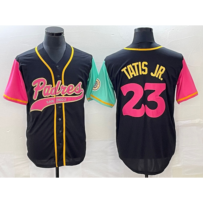 seanshop  San Diego Padres #23 Fernando Tatis Jr Black  NEW 2023 City Connect Cool Base Stitched Jersey 2