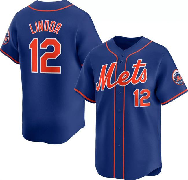 seanshop  New York Mets #12 Francisco Lindor Royal  2024 Alternate Limited Stitched Jersey