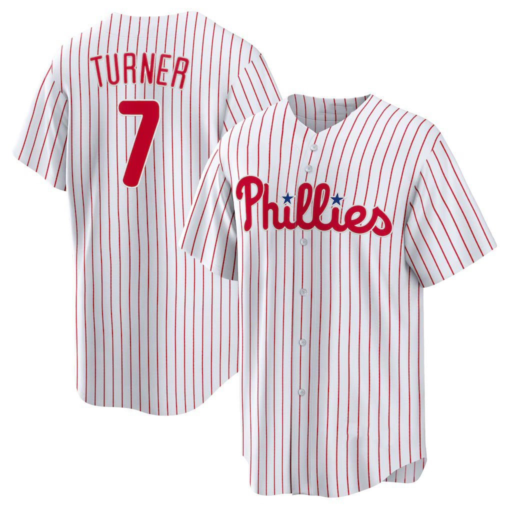 seanshop  Philadelphia Phillies #7 Trea Turner White  Home Replica Player Jersey