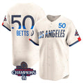 seanshop Los Angeles Dodgers #50 Mookie Betts Cream  2024 World Series Champions City Connect Limited Stitched Jersey