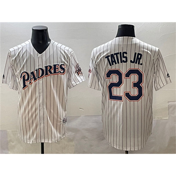 seanshop  San Diego Padres #23 Fernando Tatis Jr. White  Throwback With Patch Cool Base Stitched Jersey