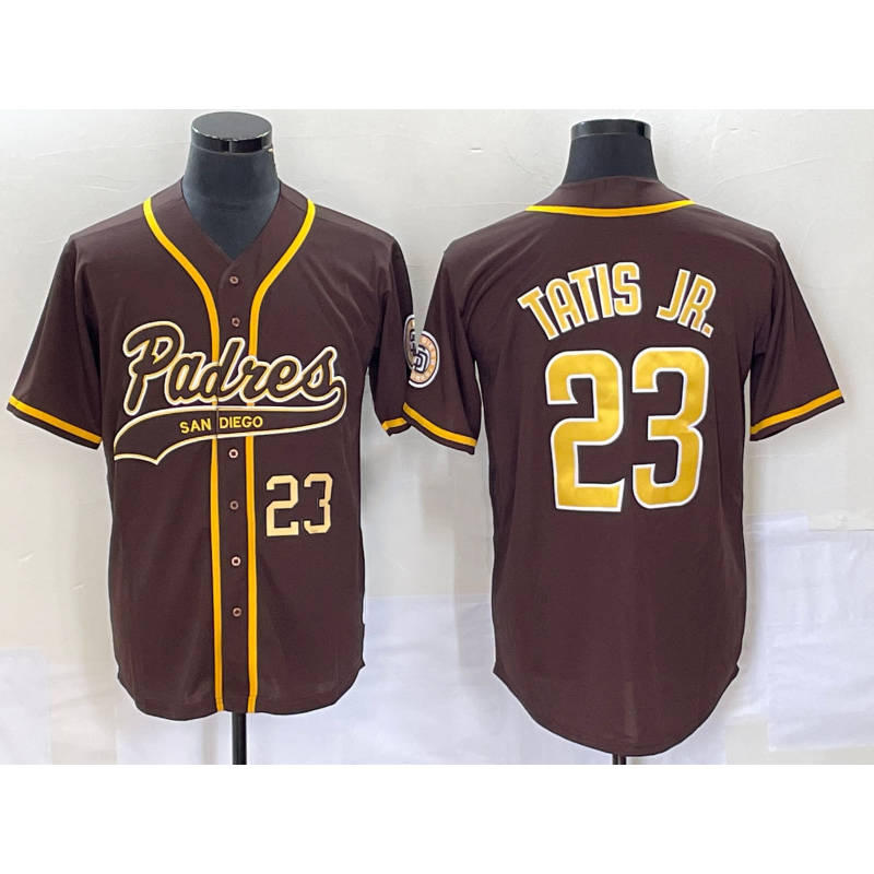 seanshop  San Diego Padres #23 Fernando Tatis Jr Number Brown  NEW 2023 Cool Base Stitched Jersey
