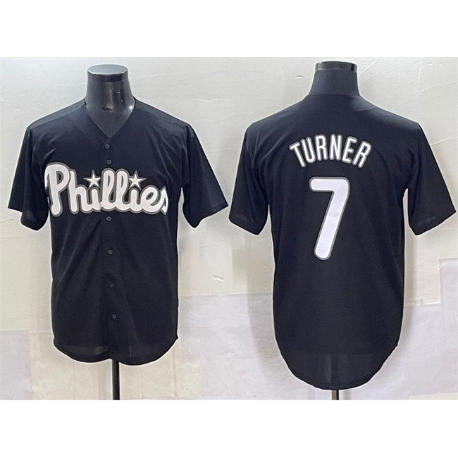 seanshop  Philadelphia Phillies #7 Trea Turner Black  Lights Out Limited Stitched Jersey