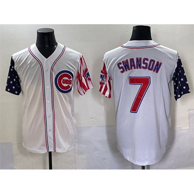 seanshop  Chicago Cubs #7 Dansby Swanson White  2025 Independence Day Vapor Premier Limited Stitched Jersey