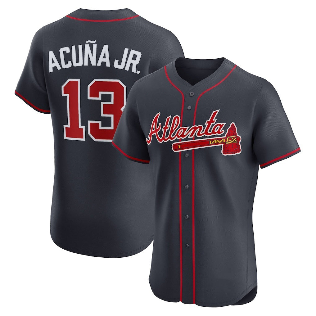 seanshop Atlanta Braves #13 Ronald Acu?a Jr. Navy  Alternate Elite Jersey