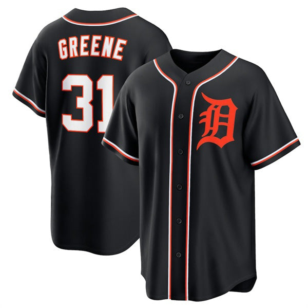 seanshop Detroit Tigers #31 Riley Greene Black  Out Stitched Jersey