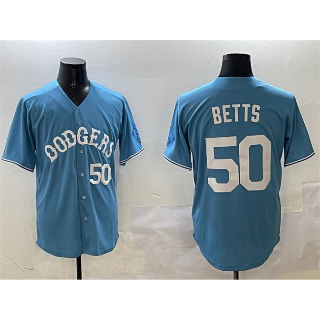 seanshop Los Angeles Dodgers #50 Mookie Betts Light Blue  Limited Stitched Jersey