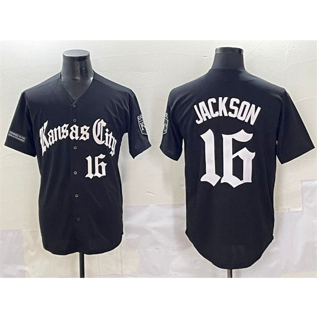 seanshop  Kansas City Royals #16 Bo Jackson Black  'Gothic Crown Edition' Vapor Premier Limited Stitched Jersey