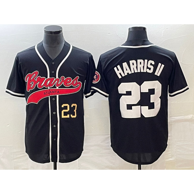 seanshop Atlanta Braves #23 Michael Harris II Number Black  Cool Base Stitched Jersey