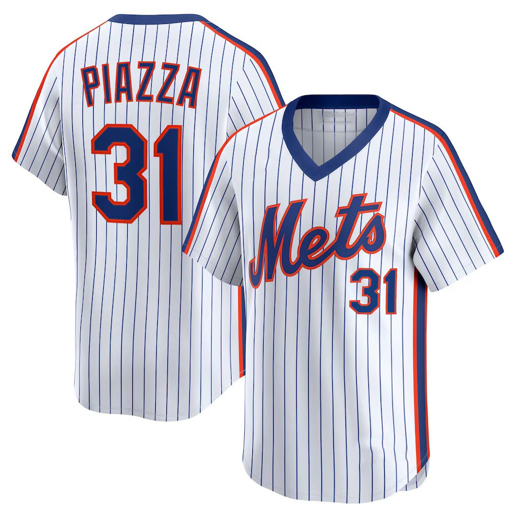 seanshop  New York Mets #31 Mike Piazza White  Throwback Cooperstown Collection Limited Jersey