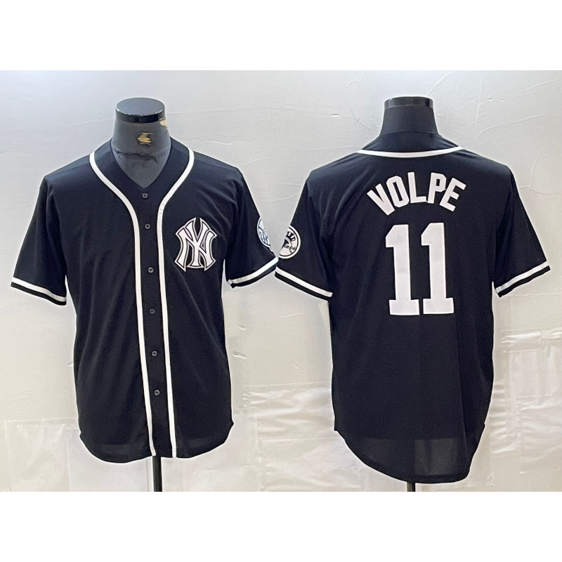 seanshop  New York Yankees #11 Anthony Volpe Black White  Cool Base Stitched Jersey