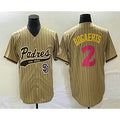 seanshop  San Diego Padres #2 Xander Bogaerts Tan  Pinstripe 2023 City Connect Cool Base Stitched Jersey 2