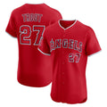 seanshop Los Angeles Angels #27 Mike Trout Red  Alternate Elite Jersey