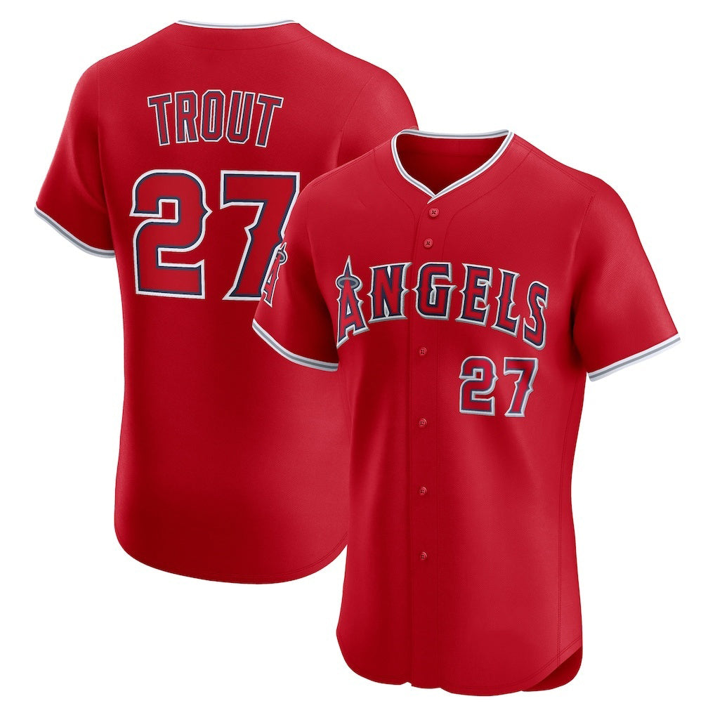 seanshop Los Angeles Angels #27 Mike Trout Red  Alternate Elite Jersey