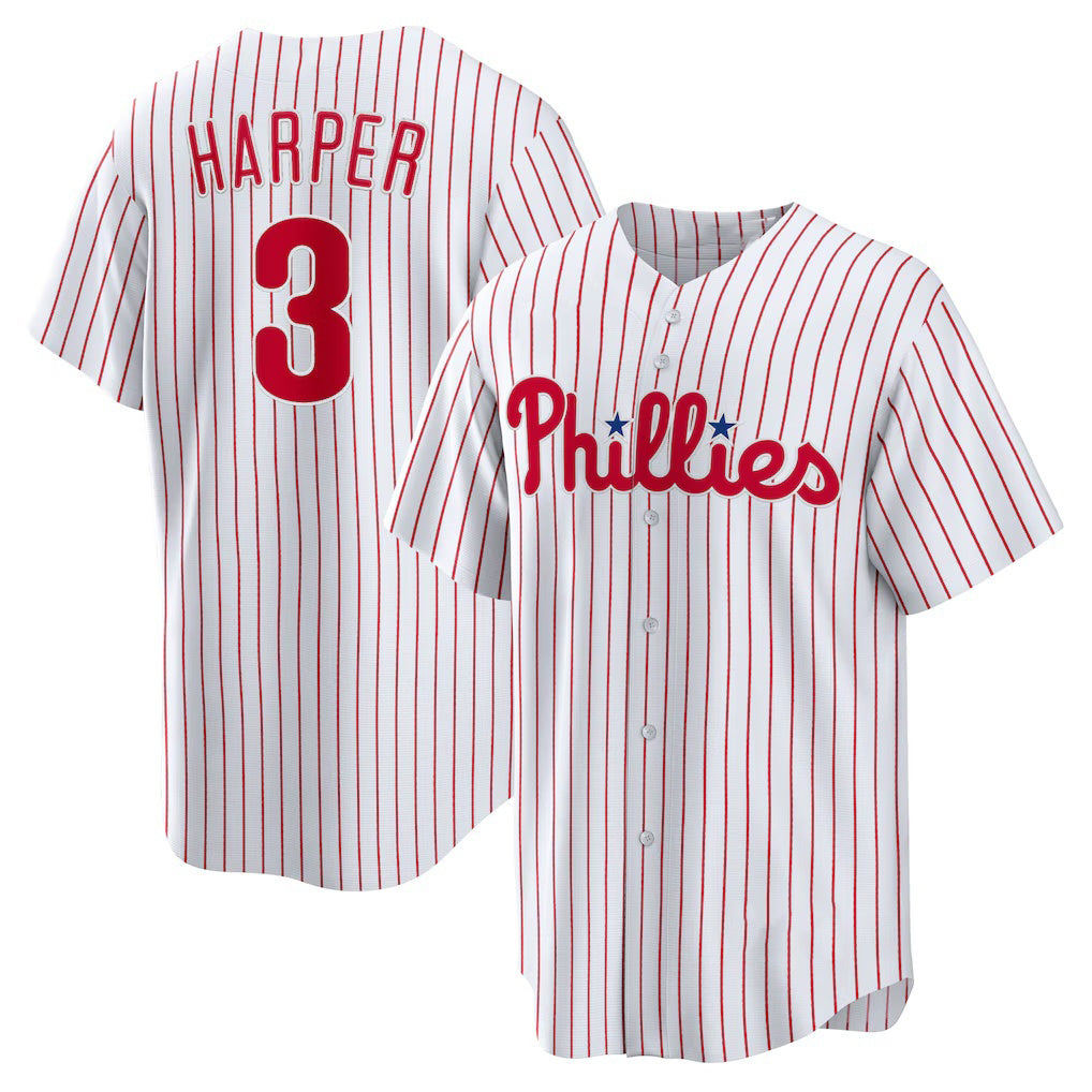 seanshop  Philadelphia Phillies #3 Bryce Harper White  Home Replica Player Name Jersey