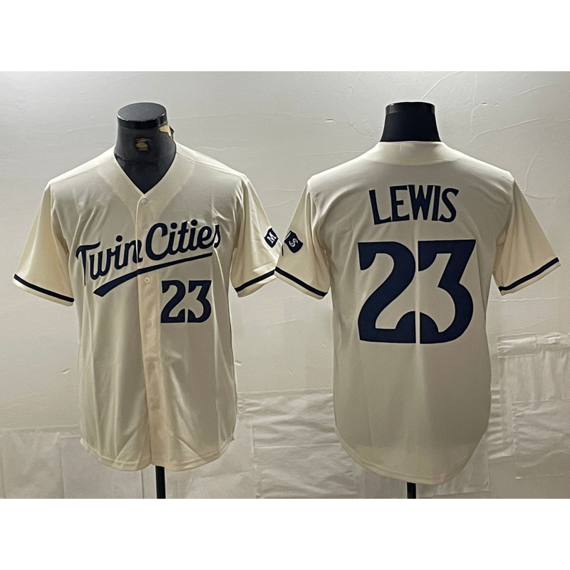 seanshop  Minnesota Twins #23 Royce Lewis Number Cream  Cool Base Stitched Jersey 2