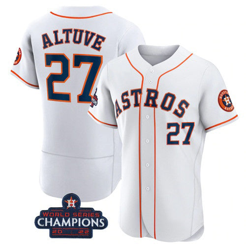 seanshop Houston Astros #27 Jose Altuve White  2022 World Series Champions Flex Base Stitched Jersey
